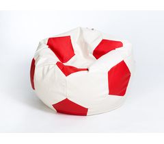 Детское кресло-мешок "Мяч" экокожа бело-красный